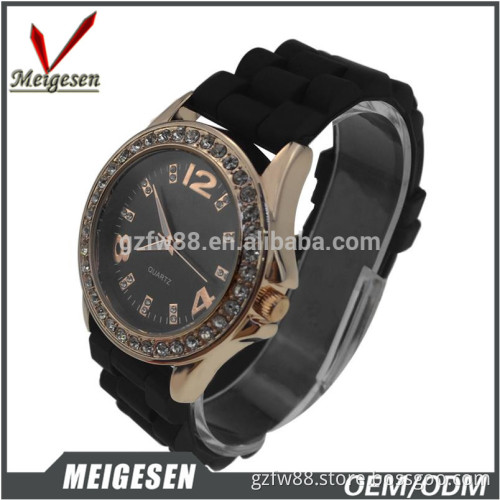 Fashion Vogue Silicone Band Clock Watch Case with Strass Rubber Lady Watch
